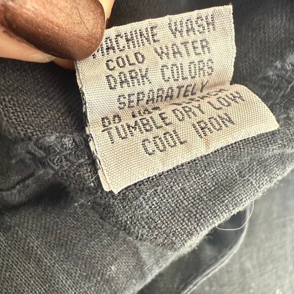 Allen Allen Womens Straight Leg 100% Linen Drawstring Pull-On Black Pants XS - Picture 9 of 9